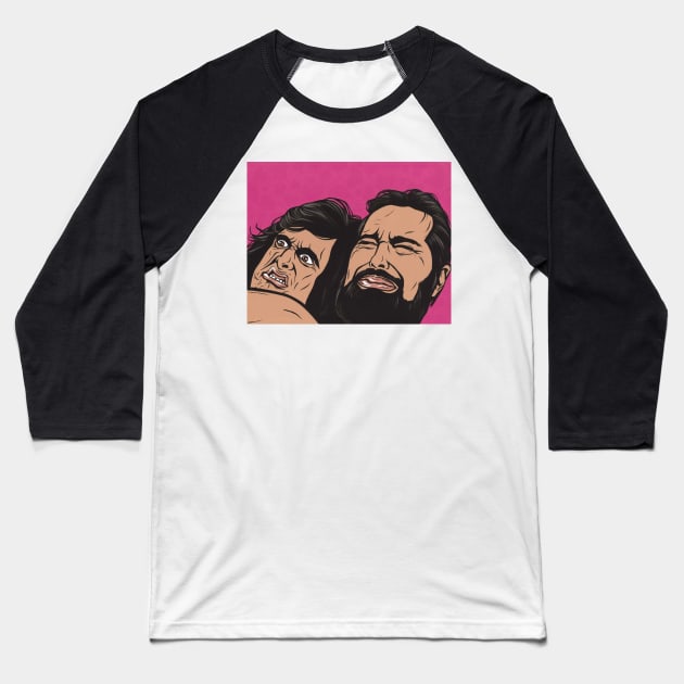 Samurai Cop Fight Scene Baseball T-Shirt by turddemon